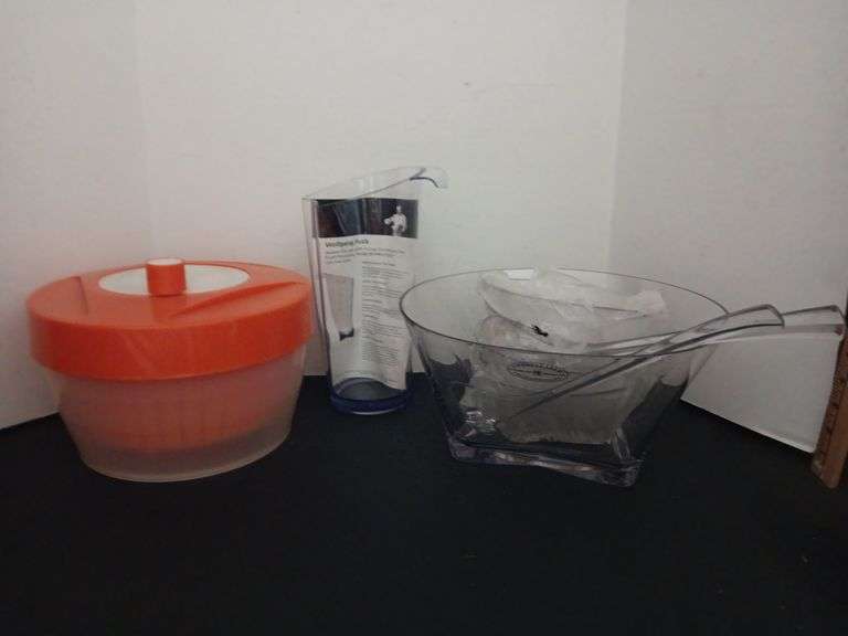 Plastic Serving Bowl w/ Bowls & Ladle, Salad Spinner & Food Processor Hopper