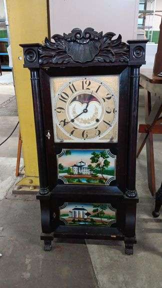 Antique Case Clock w/ Plantation Scenes