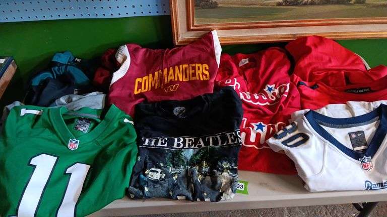 Assortment of NFL & MLB Shirts, Jerseys & Hoodies