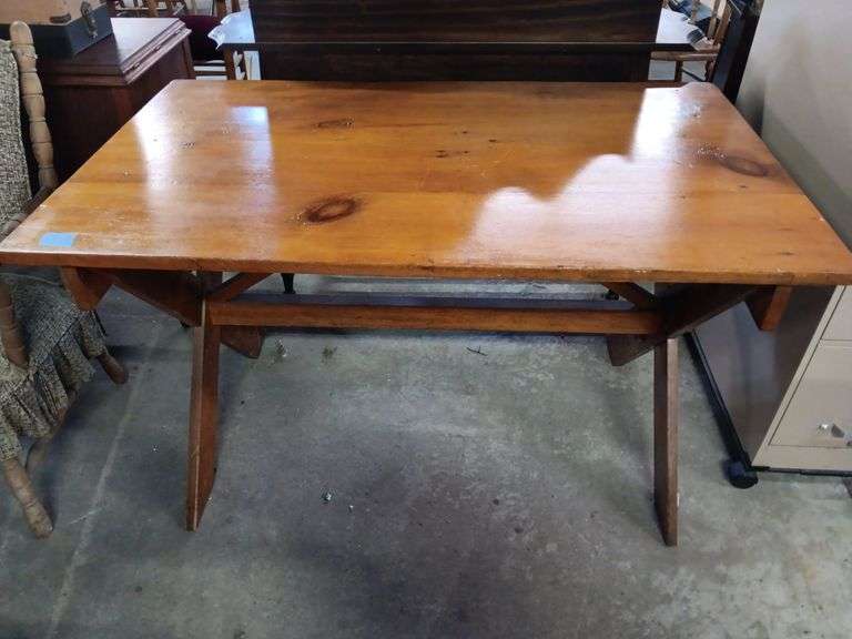 Vintage X Braced Wood Table
