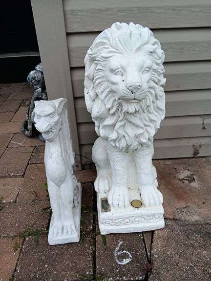 Concrete Gargoyle and Plaster?? Lion