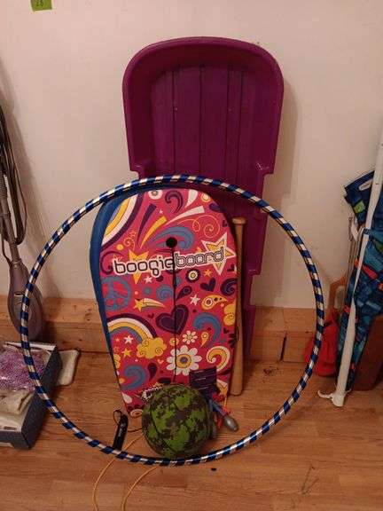 Sled, Hula Hoop, (2) Boogie Boards, and More