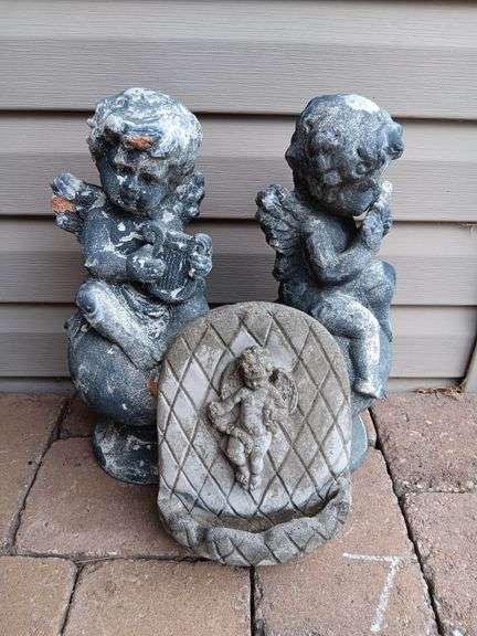 Terracotta Cherubs and Concrete Cherub Wall Hanging