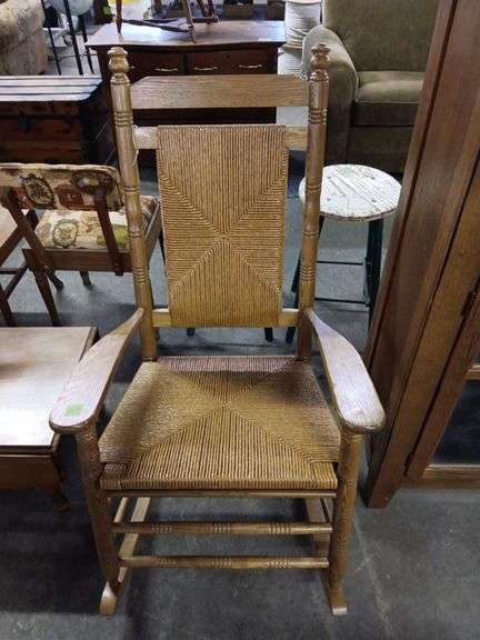 Oak Rocking Chair w/ Woven Seat & Back