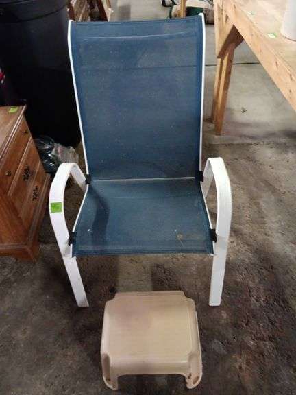 Outdoor Patio Chair & Plastic Foot Stool