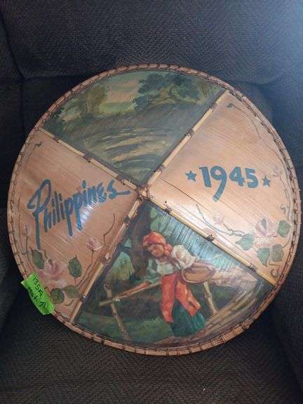 Vintage 1945 Philippines Filipino Salakot Bamboo Hat