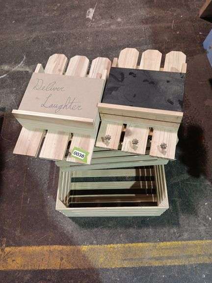 (3) Wood Crates & Key Chain Holders