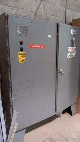 Repurposed Large Metal Electrical Cabinet w/ Contents