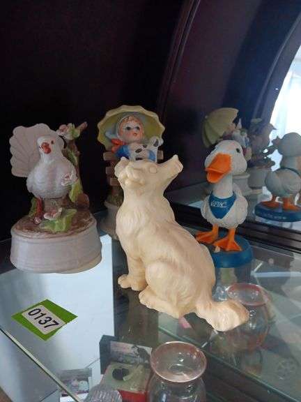 (2) Music Boxes, 3 Headed Dog & Aflac Bobble Head
