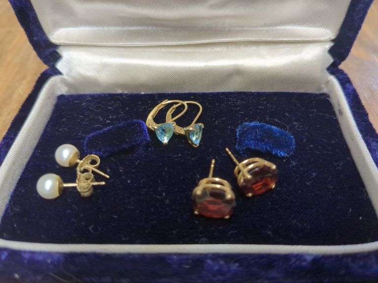 (3) Pairs of Marked Gold Earrings  (1) Marked 10k & (2) Marked 14k