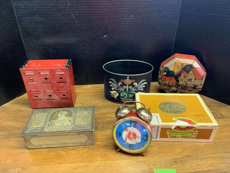 Red Baron Alarm Clock, Whitman's Advertising Tin, Blue Bird Toffee Advertising Tin, and More