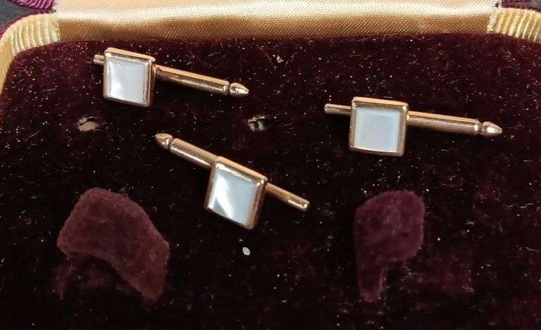 (3) Gold-Tone Mother of Pearl Cufflinks