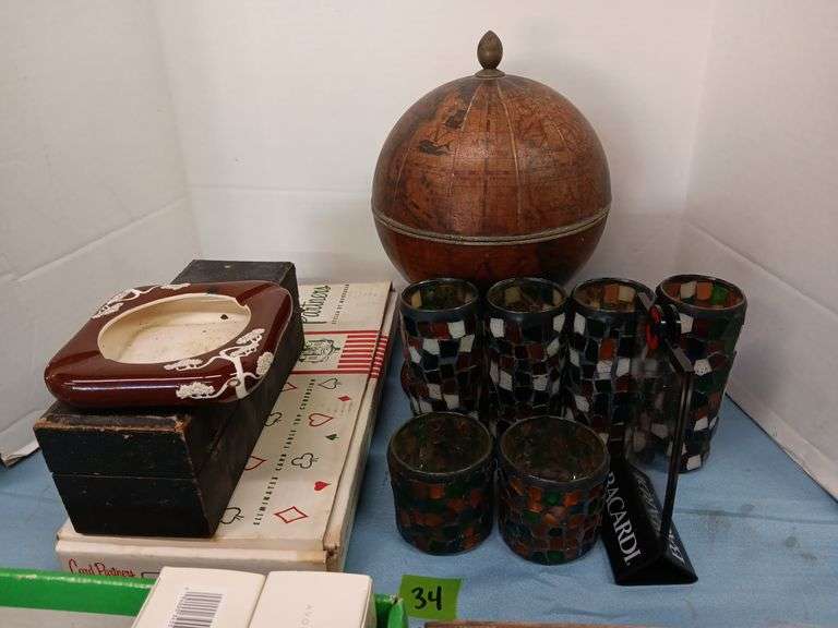 Mosaic Glasses, Ice Bucket Globe, Coasters, and Card Partners