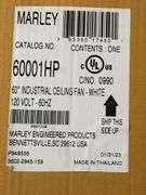 Marley 5 Ft Blade Dia 120VAC 6,090 Cfm White Industrial Ceiling Fan - 60001HP - MSRP $430.00