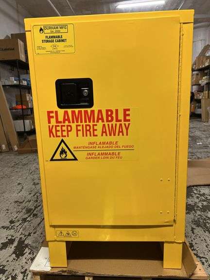 Durham Mfg. 23" x 18" x 41" 12 gal Yellow Flammable Storage Cabinet - 56YW54 - MSRP $912.55