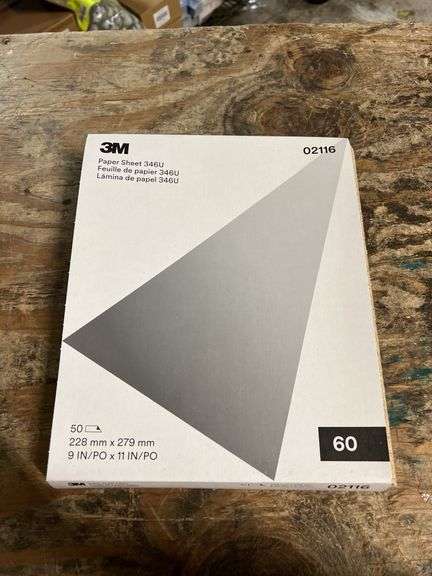 (3) 3M 9" x 11" 60 Grit Aluminum Oxide Paper Sheet PK50 - 02116 - MSRP 3 @ $47.29 each