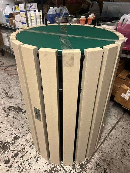 Dogi Park 33 gal Green/Sand Poly Trash Receptacle - 207AX1 - MSRP $1,346.00
