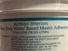 Acrovyn 5 gal Heavy-Duty Water Based Mastic Adhesive - 59105802 - MSRP $124.75
