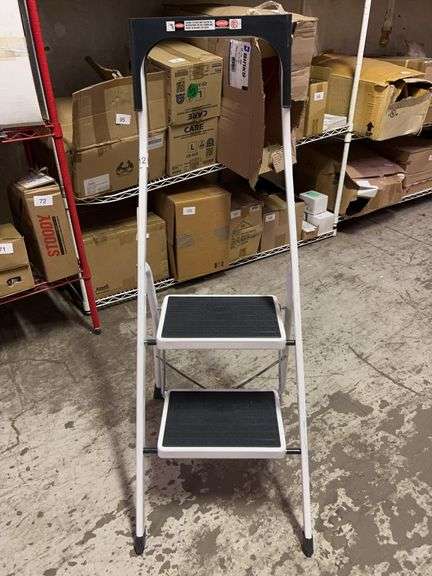 Hailo Safety Plus 330 lb Two Large Steps with Non-Skid Mats Steel Folding Stepladder