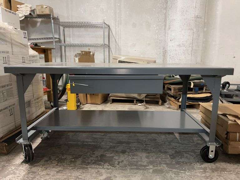Little Giant 72" x 36" 3600lb Capacity Steel Mobile Workbench With Drawer