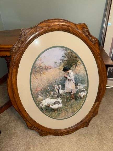Framed oval wall decor • 29x35 • Upstairs