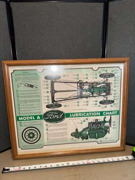 Framed Model a ford lubrication chart • 24x20 • Living room