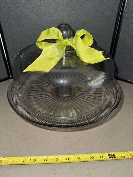 Glass cake stand with dome • Garage