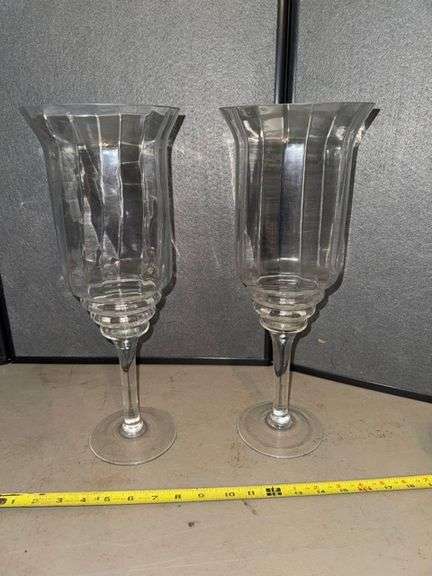 Glass candle holders • 16” • Dining room