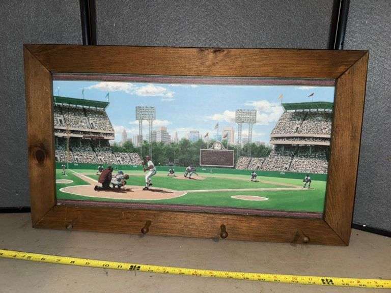 Framed baseball coat hook • Basement