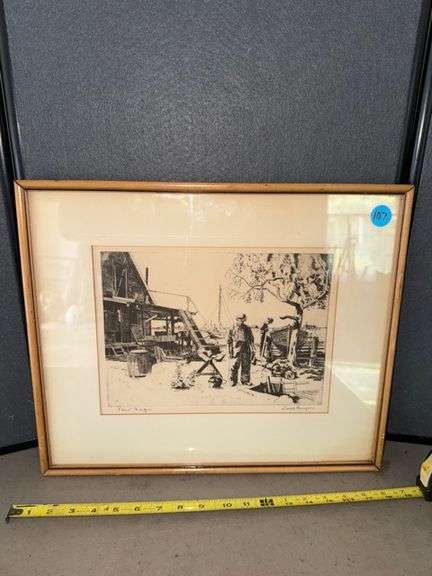 Framed wall decor signed lionel barrymore • 18x15 • Garage