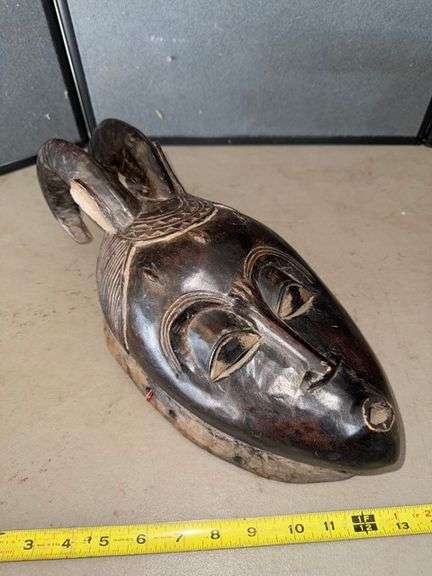 African Wooden mask wall decor • Garage