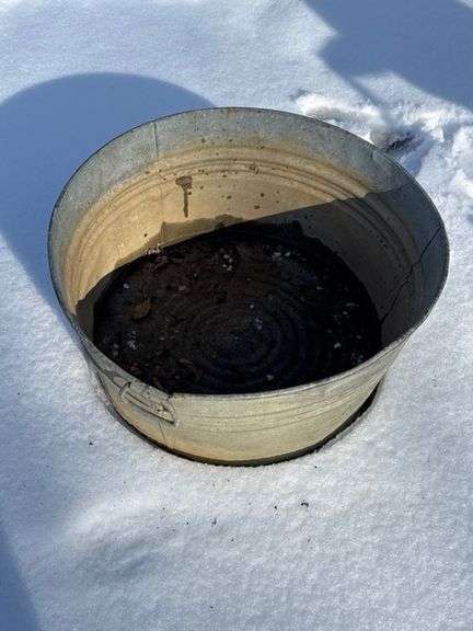 Galvanized tub planter • Outside- front