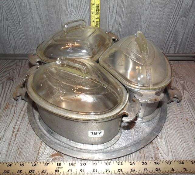 Guardian Service Trangle Trio & Serving Tray with Lids Dunker Auction