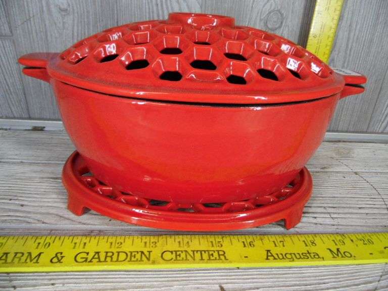 Cast Iron Lattice Steamer Zan Trivet Set Dunker Auction