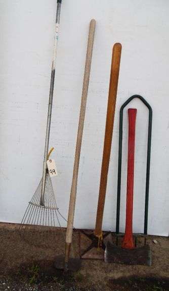 Long Handle Tools: Ax, Hoe, Rake, Tamper & Misc. - Dunker Auction
