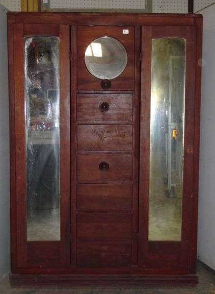 Chifferobe 42" x 20 1/2" x 61" One mirror is broke & missing drawer pulls