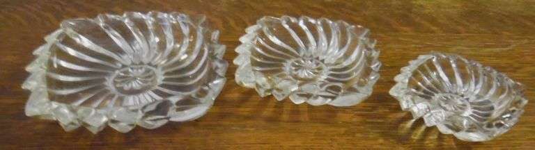 Vintage Swirl Glass Ash Trays, Candle Holders & Pickle Tray