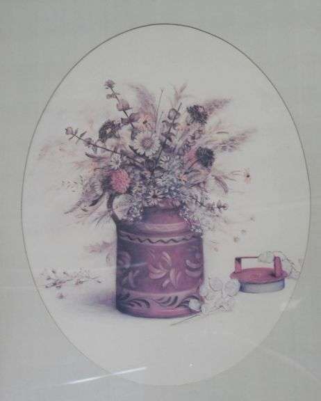 Three Framed Floral Pictures: Large: 22 1/2" x 18 1/2" Small: 11 1/2" x 9 1/2"