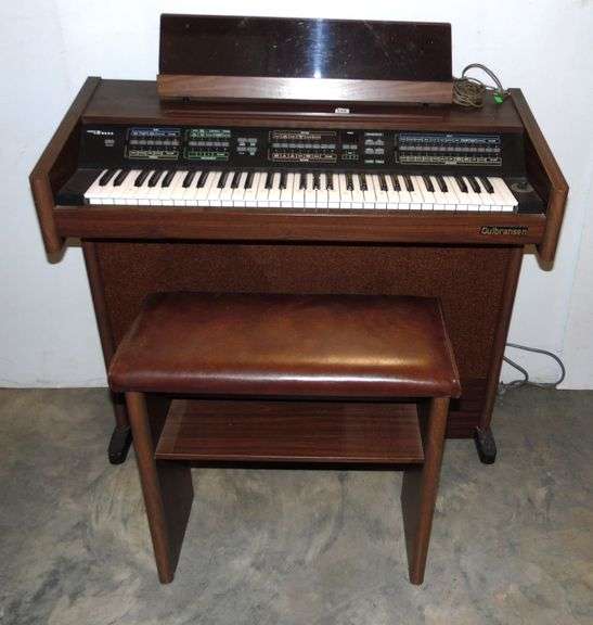 Gulbransen Electric Organ: 40" x 17" x 33 3/4", Stool: 24" x 12" x 23"
