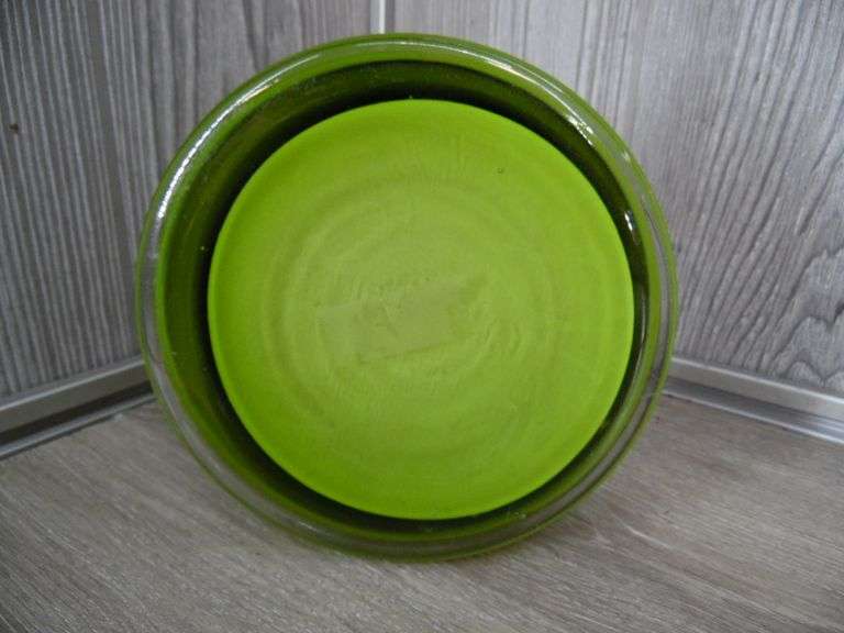 Green & White Blown Glass Pitcher