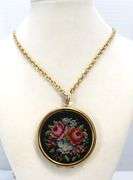 5-Necklaces: 1-Avon Bicentennial Coin Pennant, 2-Tapestry Lockets (1 Has Chain)
