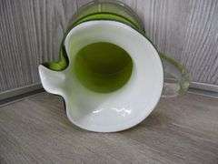 Green & White Blown Glass Pitcher