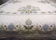 Quilt - Embroidered & Quilted By Serena Witthaus C. 1970s - 78" x 92"