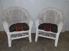 Two Wicker Chairs With Cushions - 30"x 30" x 36"