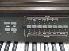 Gulbransen Electric Organ: 40" x 17" x 33 3/4", Stool: 24" x 12" x 23"