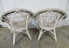 Two Wicker Chairs With Cushions - 30"x 30" x 36"