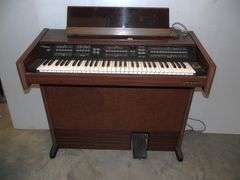 Gulbransen Electric Organ: 40" x 17" x 33 3/4", Stool: 24" x 12" x 23"
