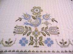 Quilt - Embroidered & Quilted By Serena Witthaus C. 1970s - 78" x 92"