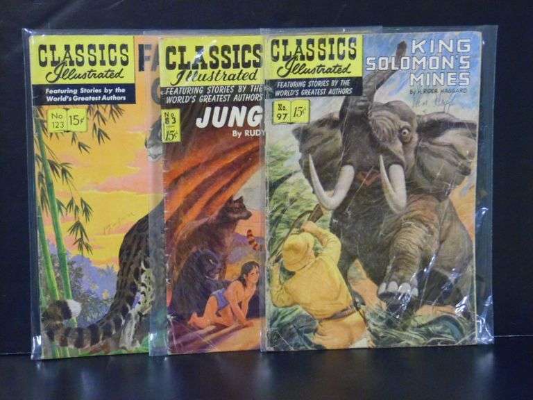Classic Illistrated: Fang & Claw, The Jungle Book, King Solomon's Mine 15 Cent Comic Books