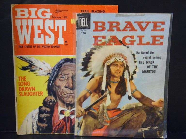 Big West The Long Brown Slaughter Magazine & Brave Eagle 10 Cent Comic Books